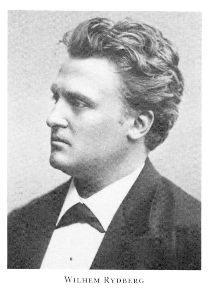 Porträtt i profil av en yngre Wilhelm Rydberg.